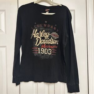 Nashville Harley Davidson Black and Red Graphic Tee Womens XL